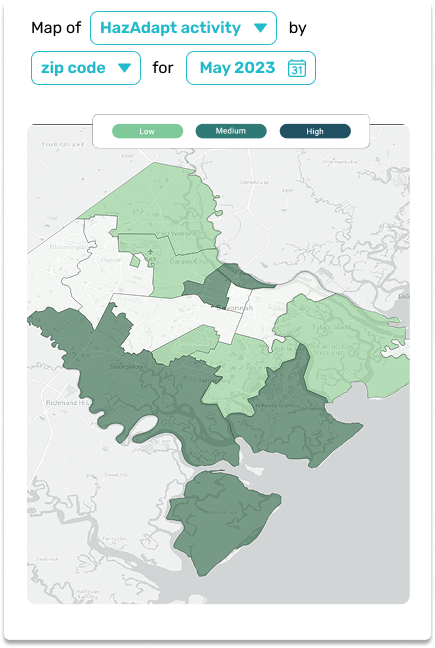 Jurisdiction risk-level map produced by the original dropdown-driven filter controls